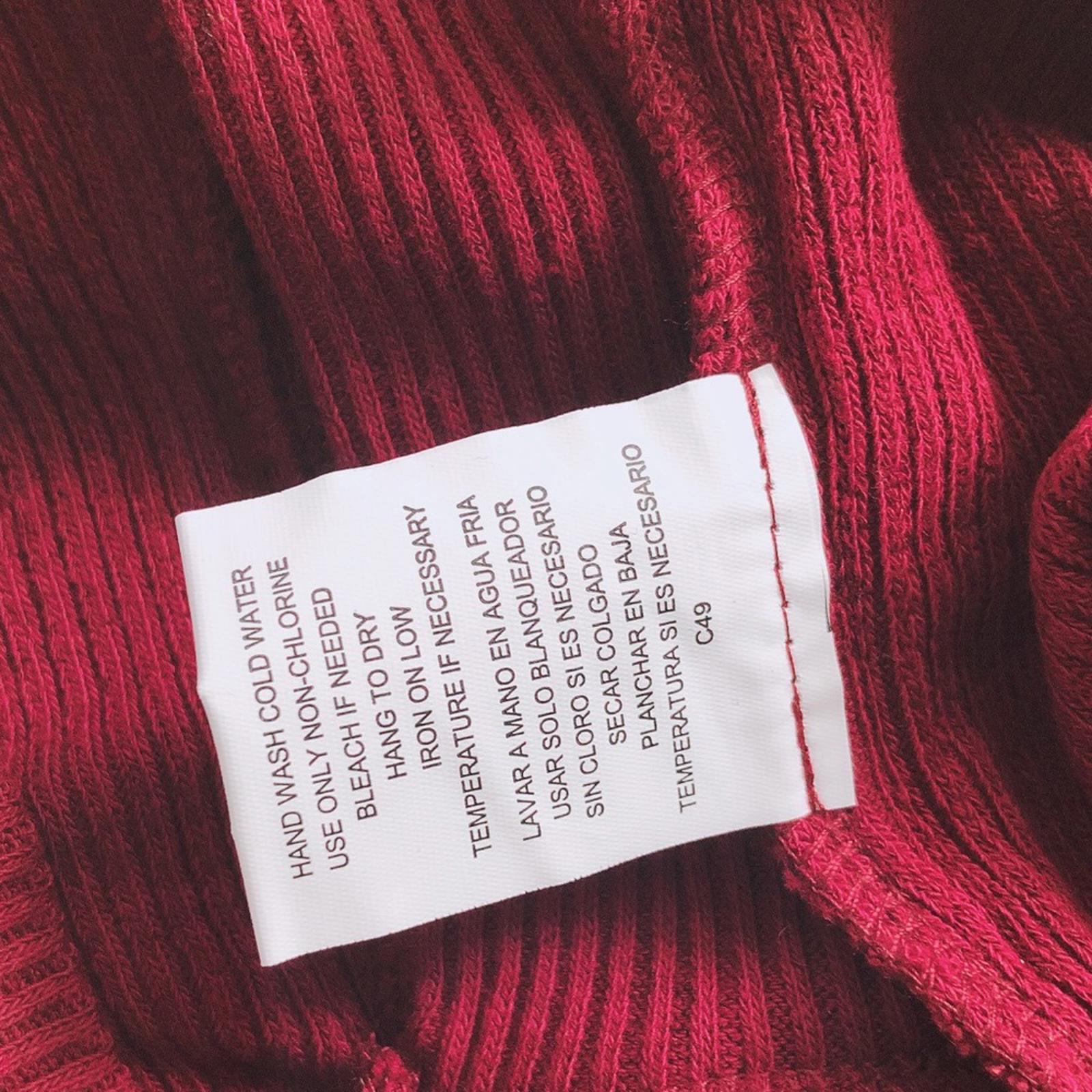 June & Hudson Mock Neck Cropped Sweater in Burgundy, Size XL New w/Tag