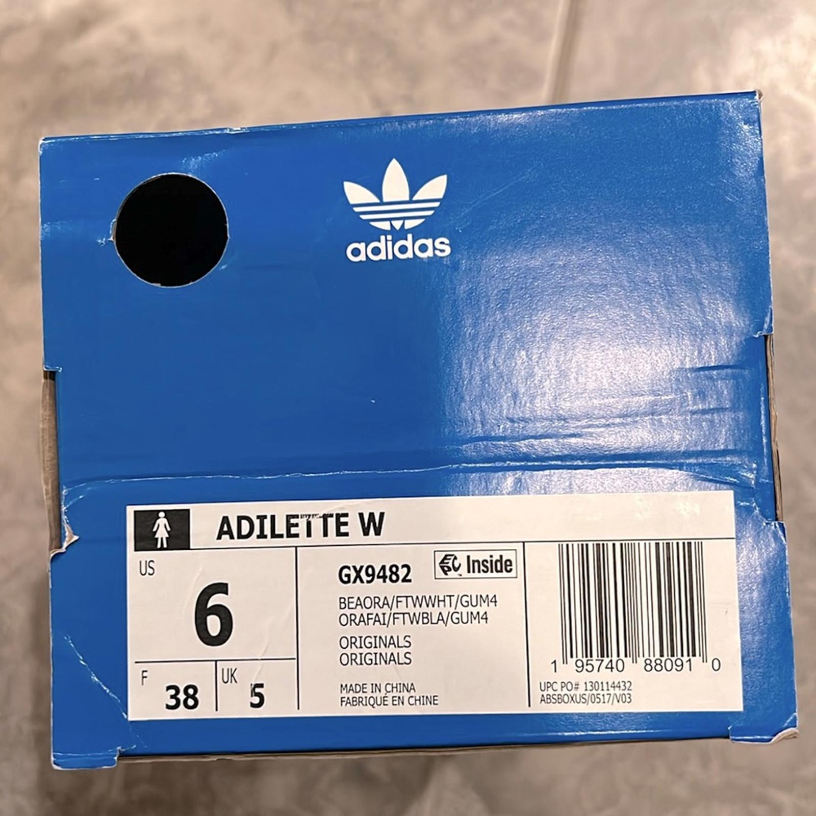 Adidas Originals Adilette Print Slide Sandals, Size 6, New in Box