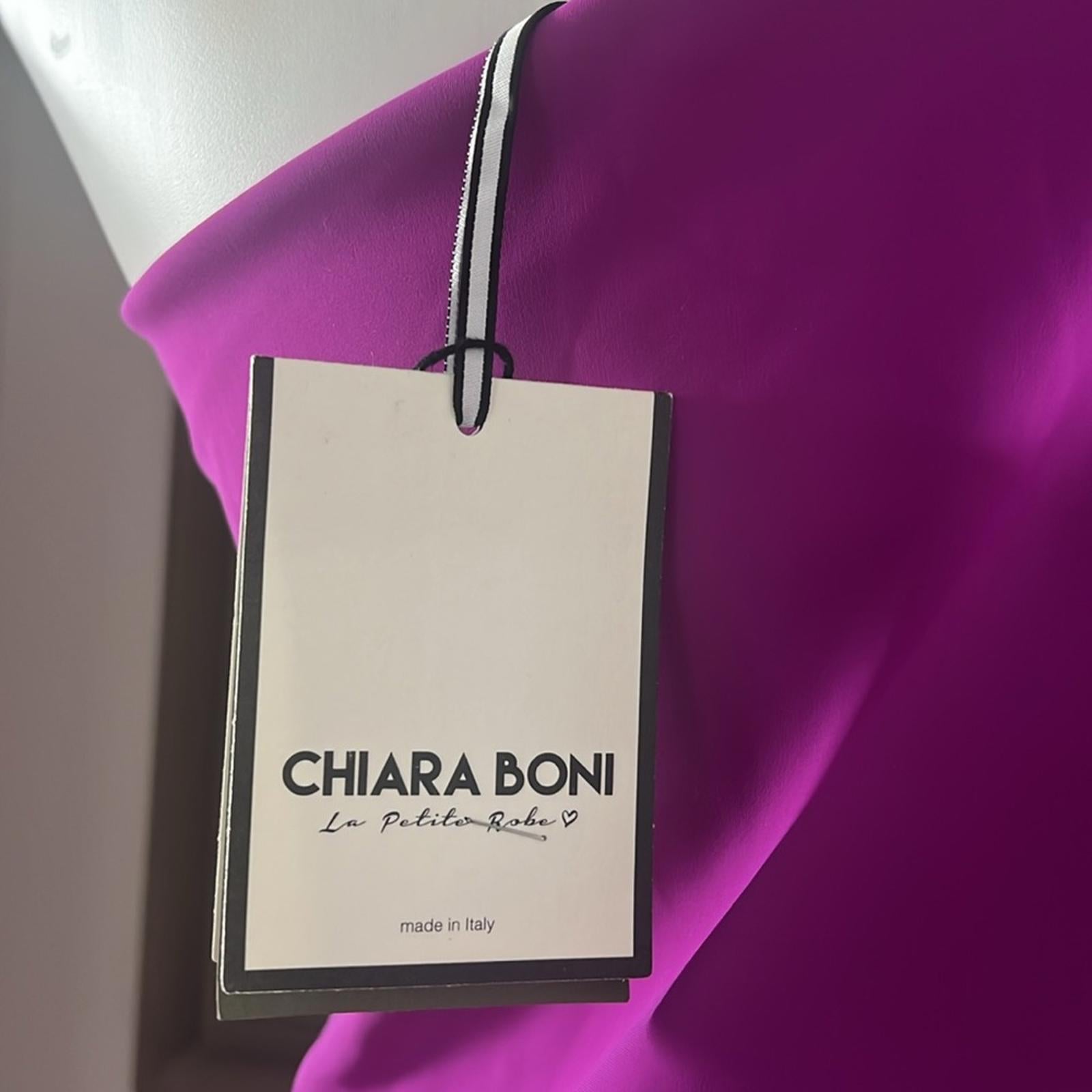Chiara Boni Costanza Long One-Shoulder Gown in Magneta, Size US14 EU50 NWT $995