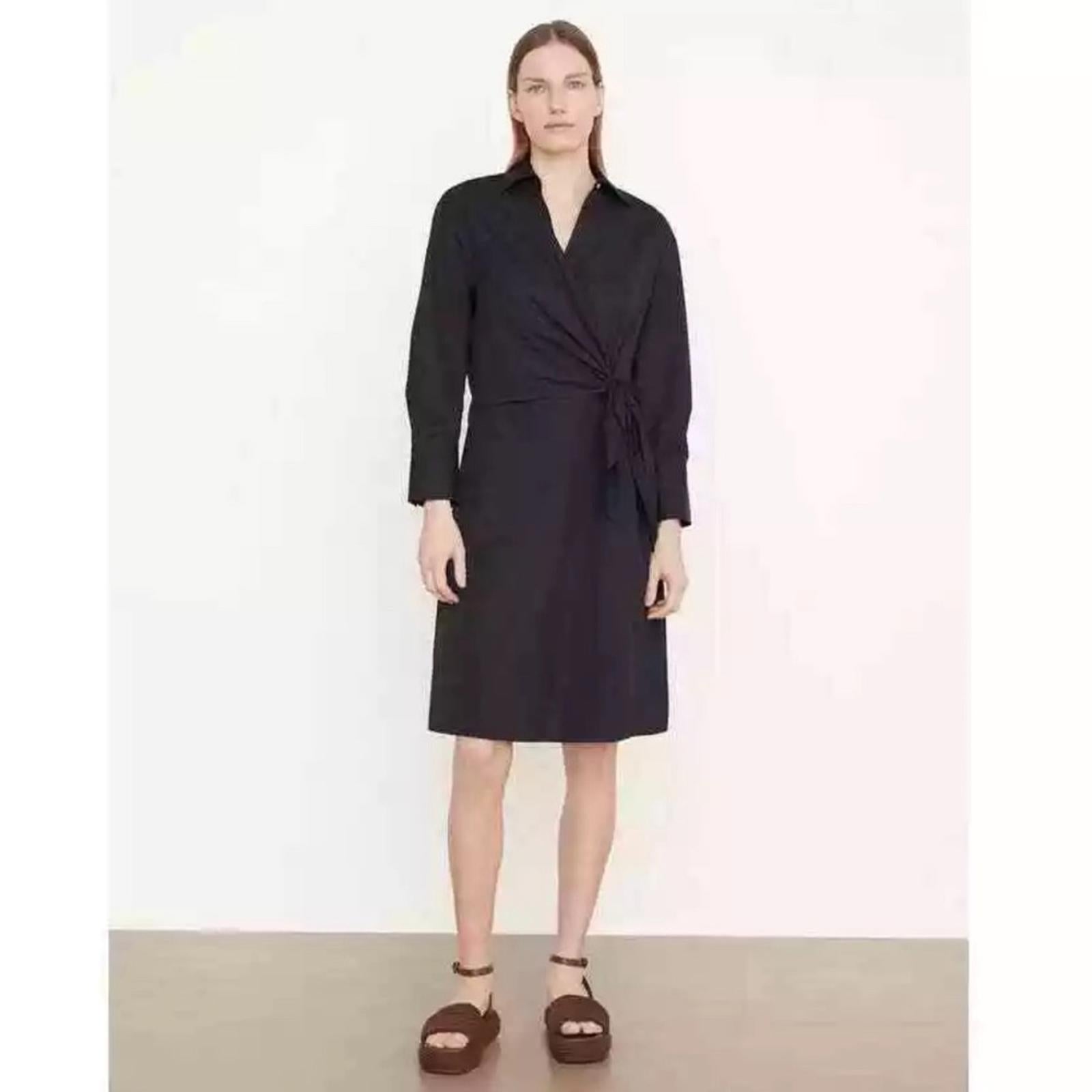 Vince Long Sleeve Wrap Shirt Dress, Long Sleeve in Black Size L EXCELLENT!