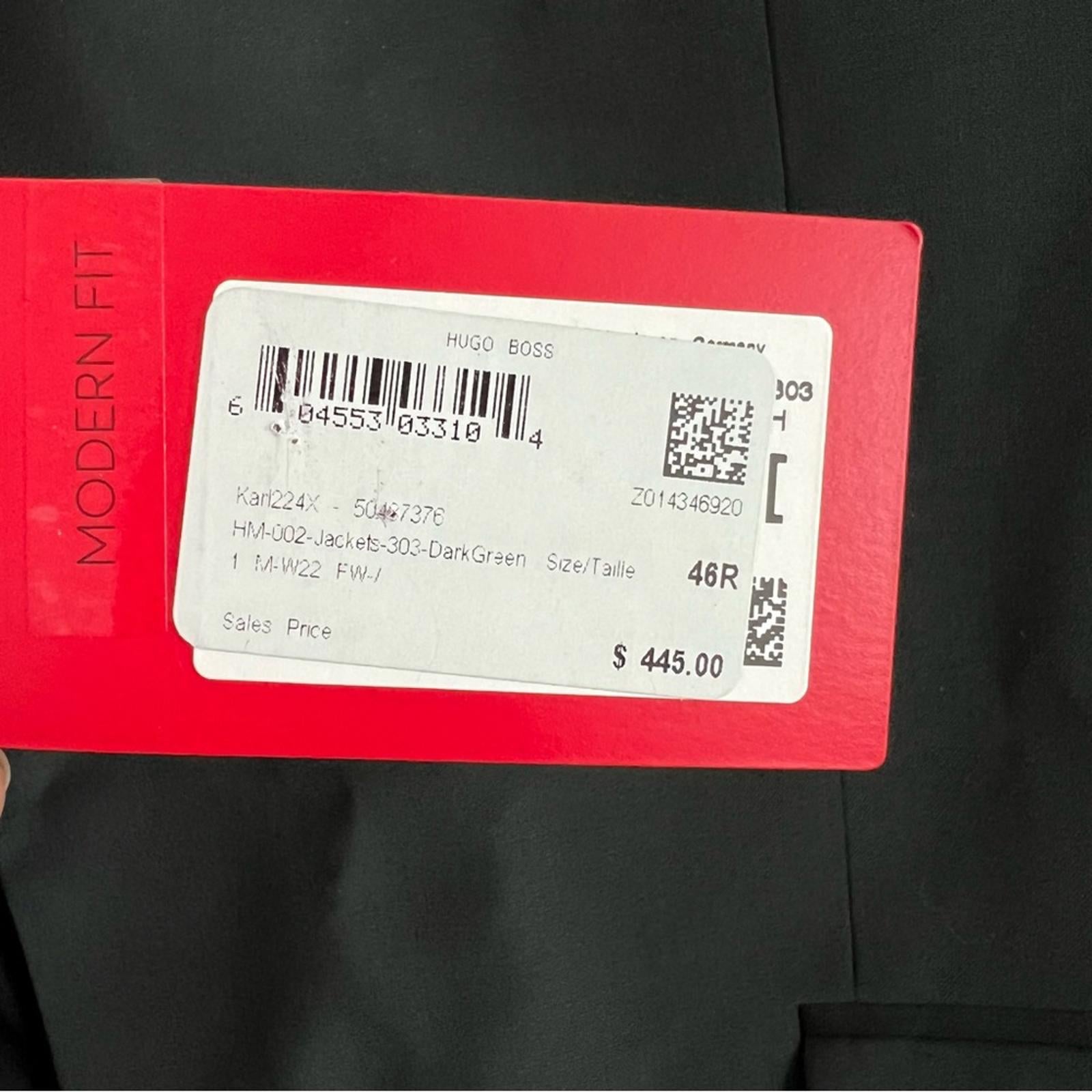 NWT Hugo by Hugo Boss Modern-Fit Super Flex Suit Jacket, Size 46R Retail $445