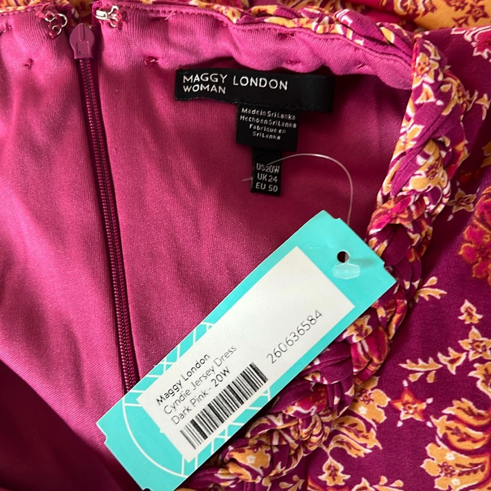 Maggy London Cyndie Jersey Dress in Violet/Gold, Plus Size 20W New w/Tag