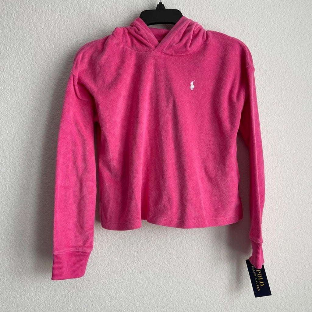 Ralph Lauren Girls' Terry Boxy Hoodie in Watch Hill Pink, Size L(12-14) NWT $65