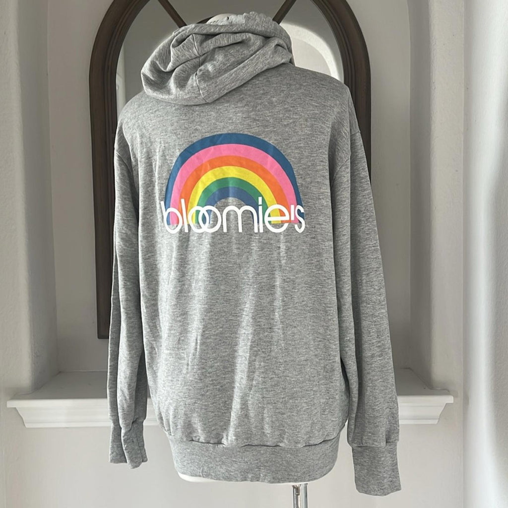 Bloomie's Unisex Rainbow Logo Hoodie in Heather Grey, Size M New w/Tag $98