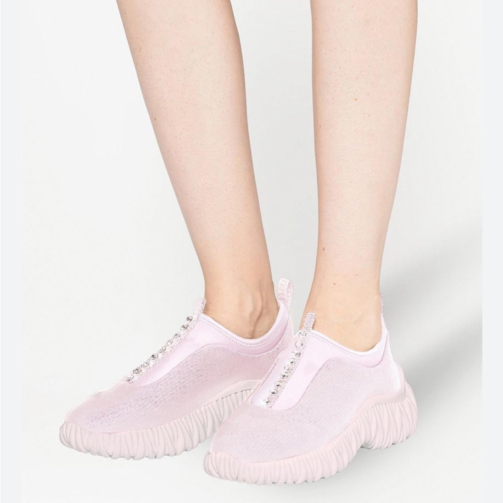 Miu Miu Crystal-Embellished Low Top Sneakers, Size 39.5 New in Box SOLD OUT!