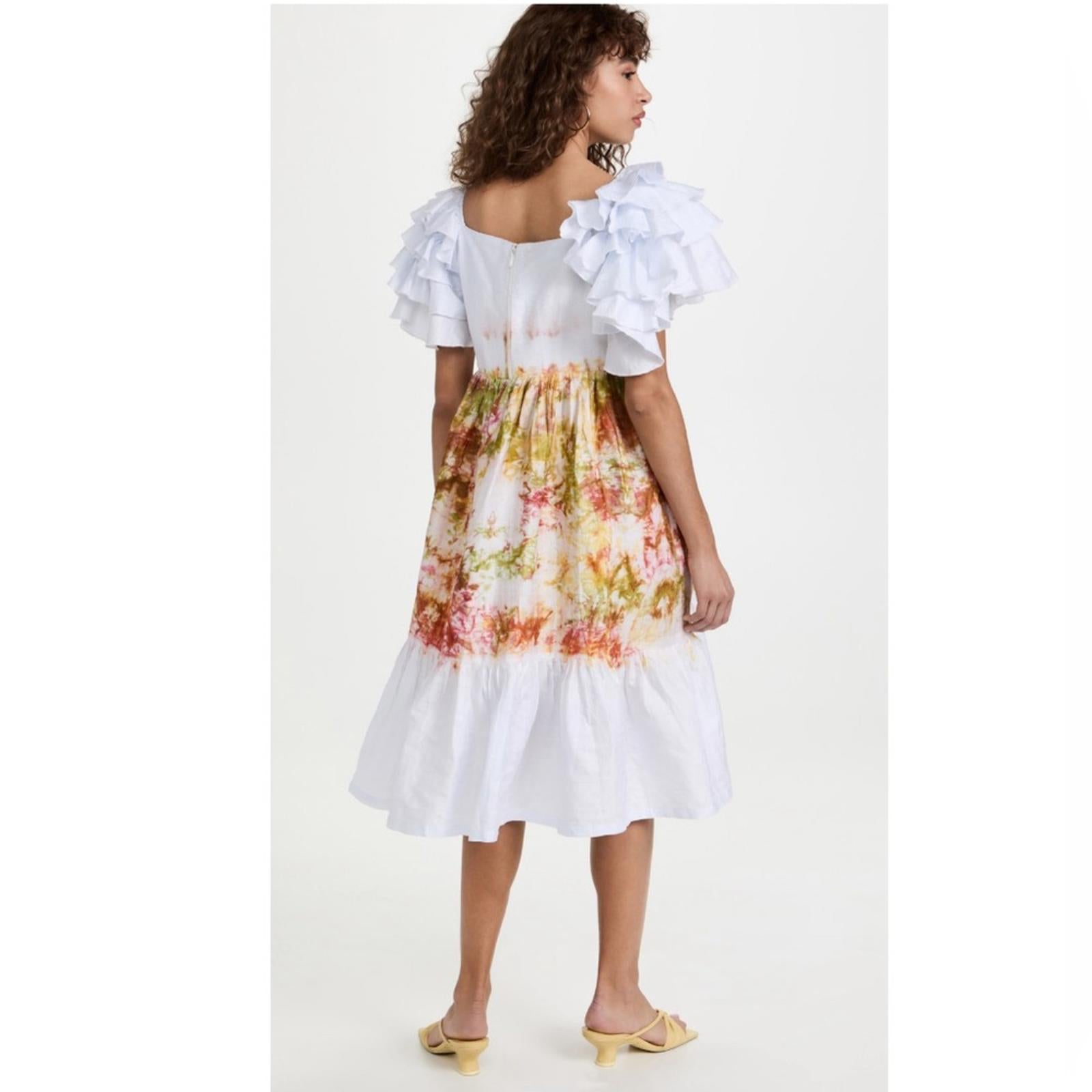 New BUSAYO Folake Midi Dress, White Multi Size M New w/Tag Retail $435 SOLD OUT!