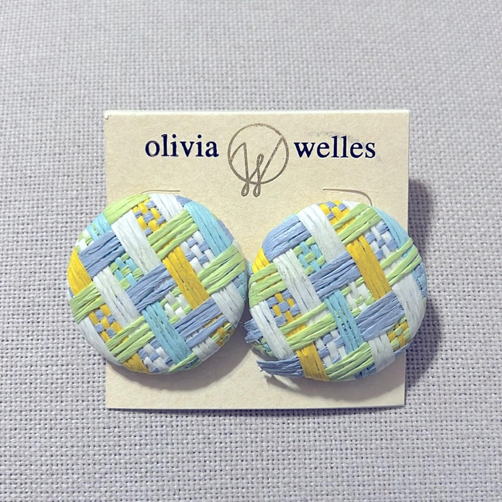Olivia Welles Woven Round Button Stud Earrings, New with Tag