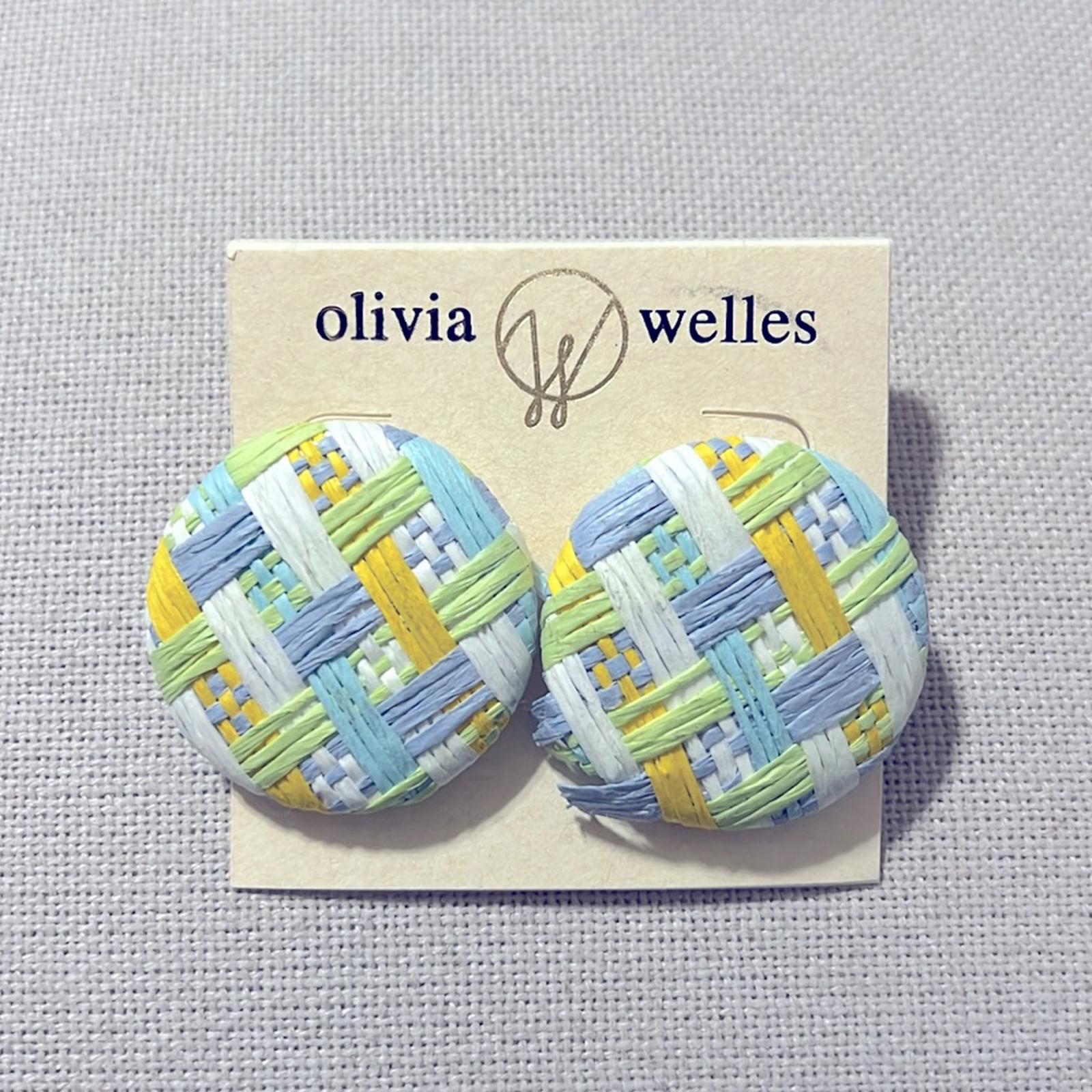 Olivia Welles Woven Round Button Stud Earrings, New with Tag