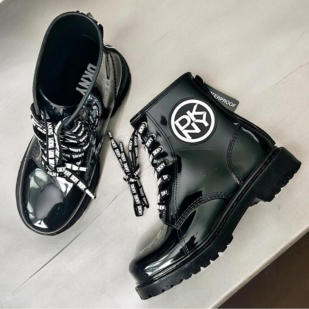 DKNY Tibby Combat Lace-Up Boots in Black, Size 6 New w/Tag