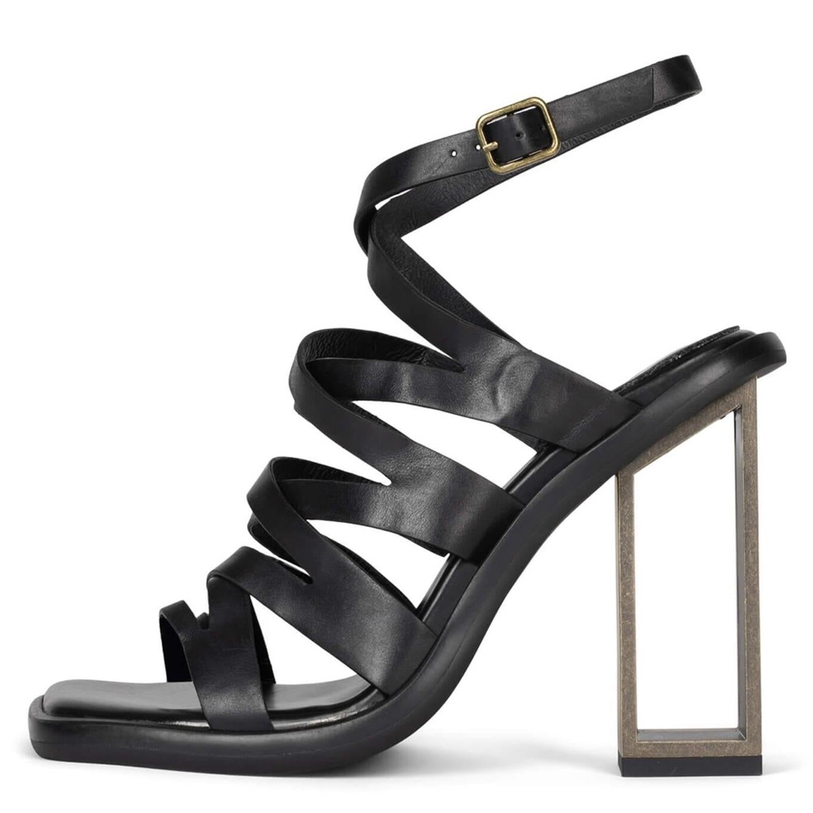 NEW Jeffrey Campbell Impulsive Ankle Strap Sandals, Black, Size 8M Retail $185