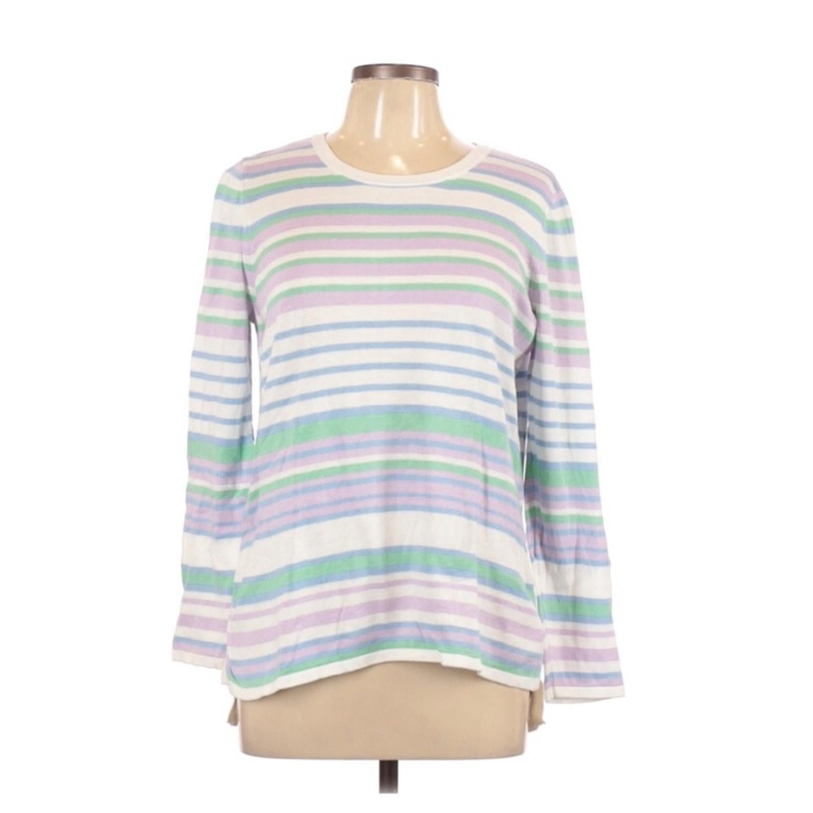 Design365 Striped Crewneck Sweater in White Combo, Size L New w/Tag