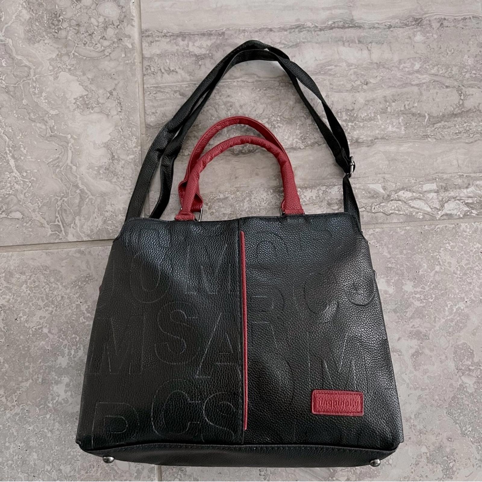 NEW JingPin Piju Faux Leather Bag, Crossbody|Shoulder Bag Black Red New w/o Tag