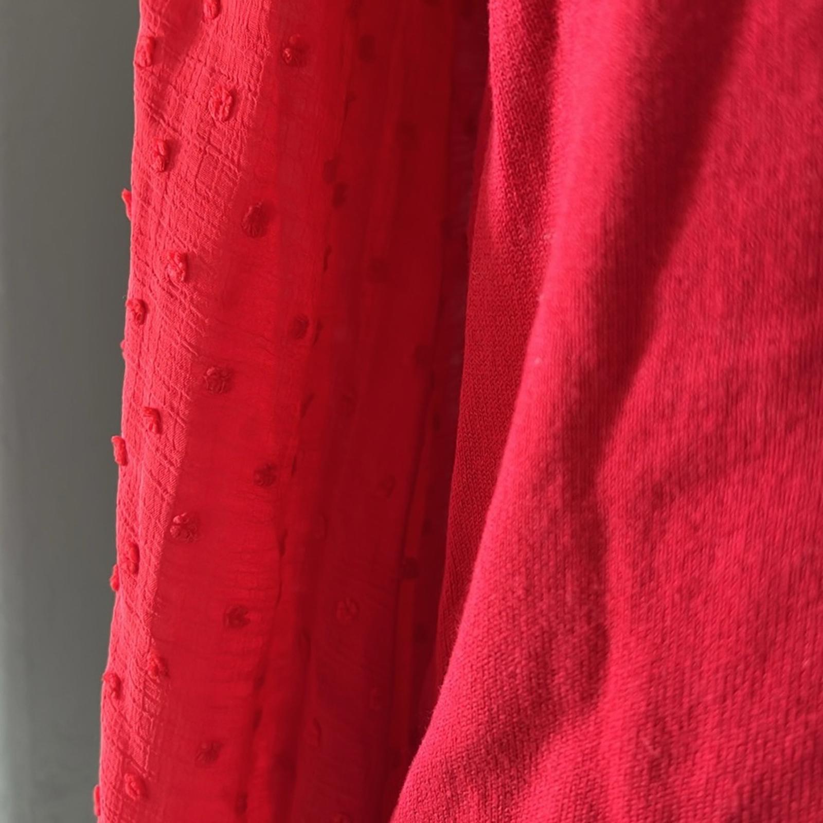 CeCe Clip Dot Sleeve Crewneck Sweater in Red, New w/Tag