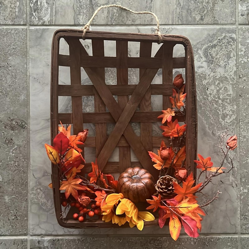 Tobacco Basket Wreath, Thanksgiving Fall Decor, NEW