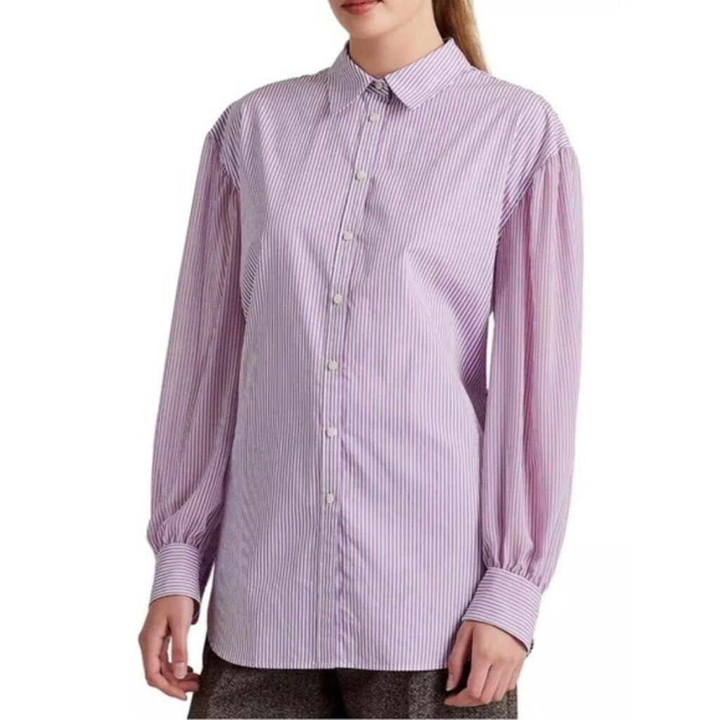 Lauren Ralph Striped Broadcloth Shirt in Lavender, Size XXL New w/Tag