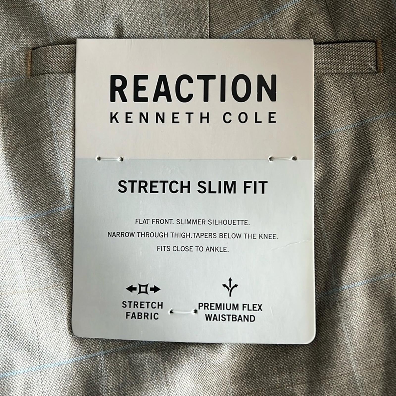Kenneth Cole REACTION Premium Flex Slim Fit Dress Pants Oatmeal, 33W x 32L NWT