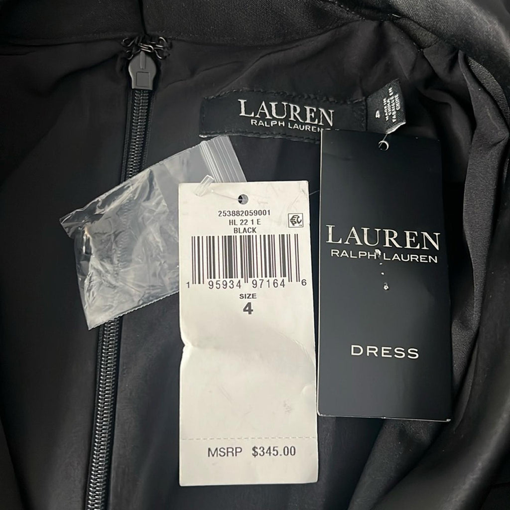 Lauren Ralph Lauren Zeenai Crepe Long Sleeve Gown in Black, Size 4 NEW w/Tag