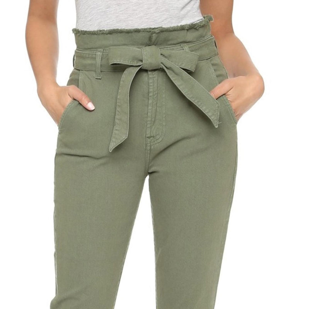 7 For All Mankind Paper Bag Waist Green Jean, Size M, NEW