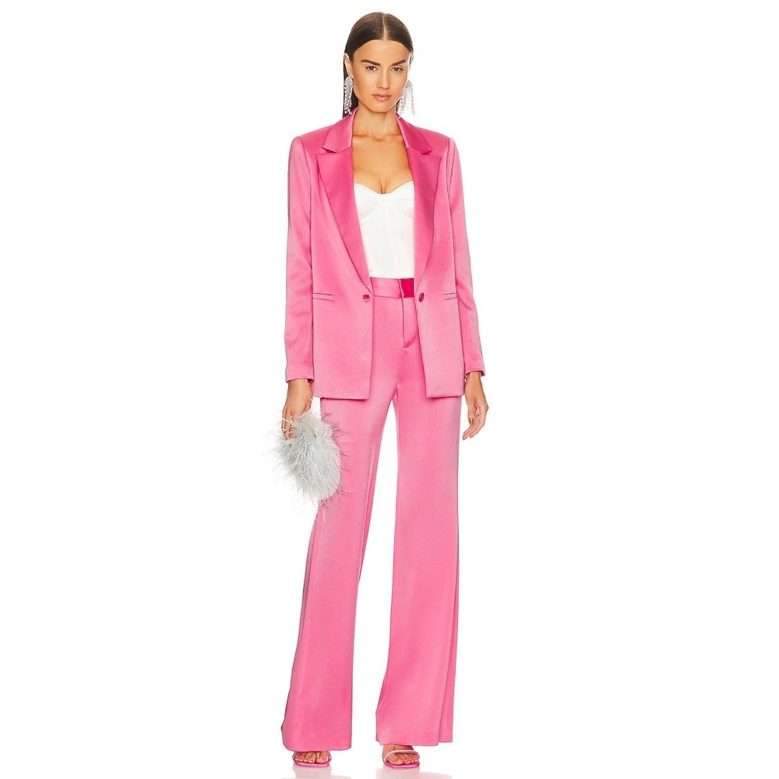 NWT Alice+Olivia Revolve Denny Notch Collar Boyfriend Blazer, Pink New w/Tag