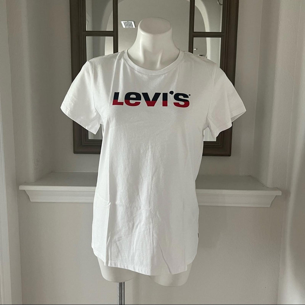 NWT Levi’s White Graphic Print T-Shirt Cotton Tee Size L New w/Tag