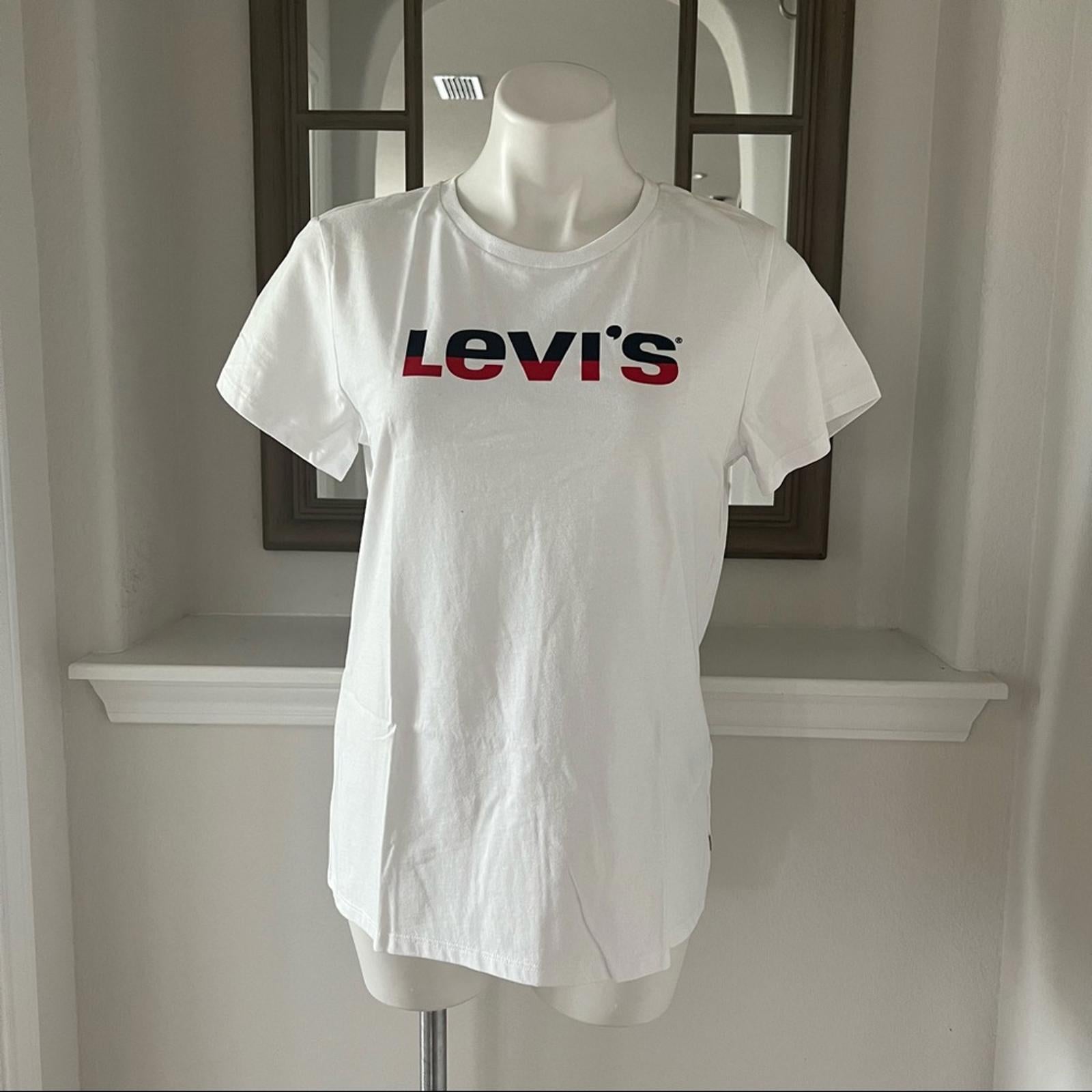 NWT Levi’s White Graphic Print T-Shirt Cotton Tee Size L New w/Tag