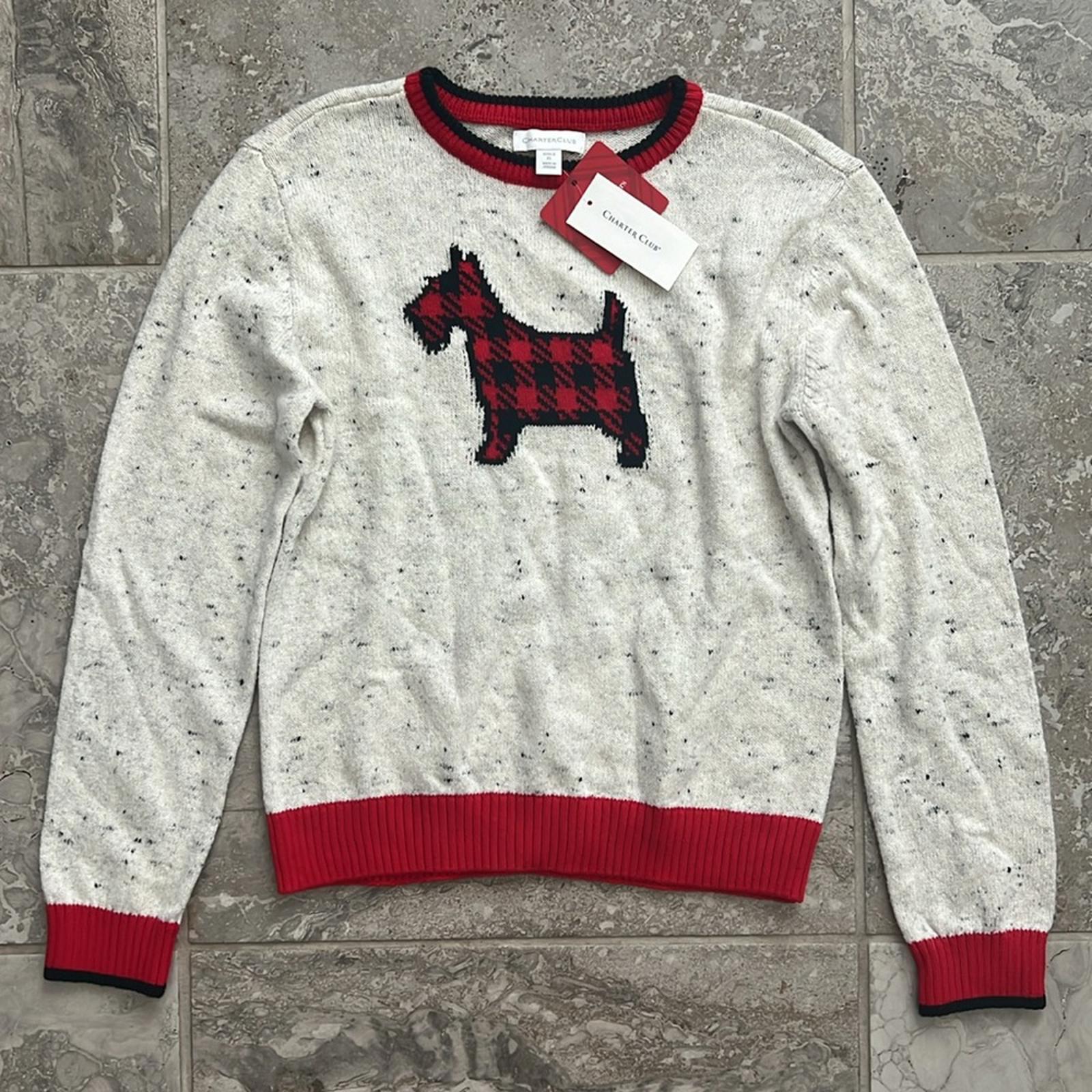 Charter Club Toddler Girls Plaid Dog Print Sweater, Size XL New w/Tag