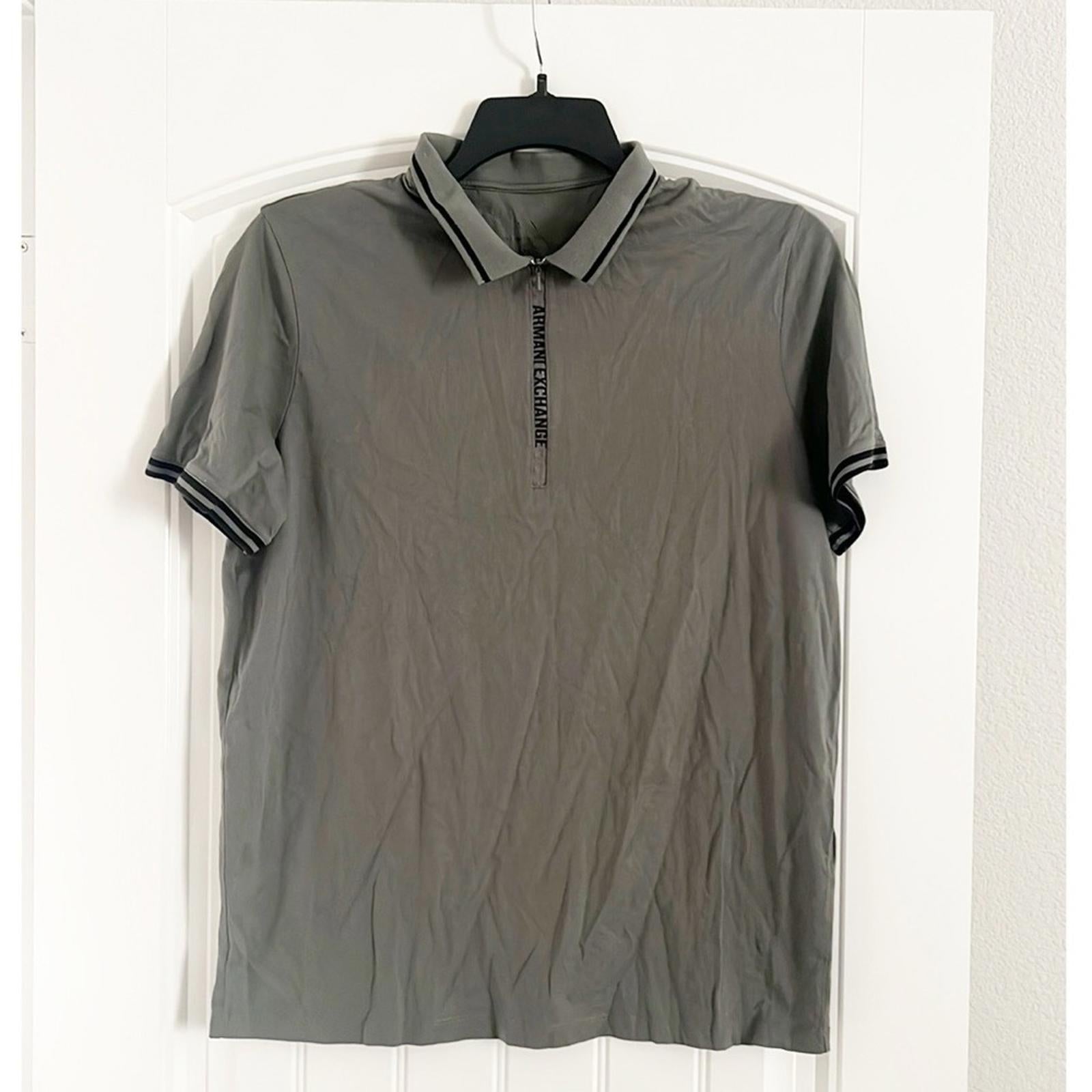 AX Armani Exchange Zipper Logo Polo Shirt in Olive Green, Size XL EXCELLENT!