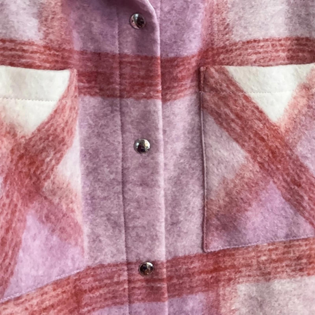NWT IRO Lemina Check Plaid Oversized Shacket Jacket, Mixed Pink Size 34/XS $435