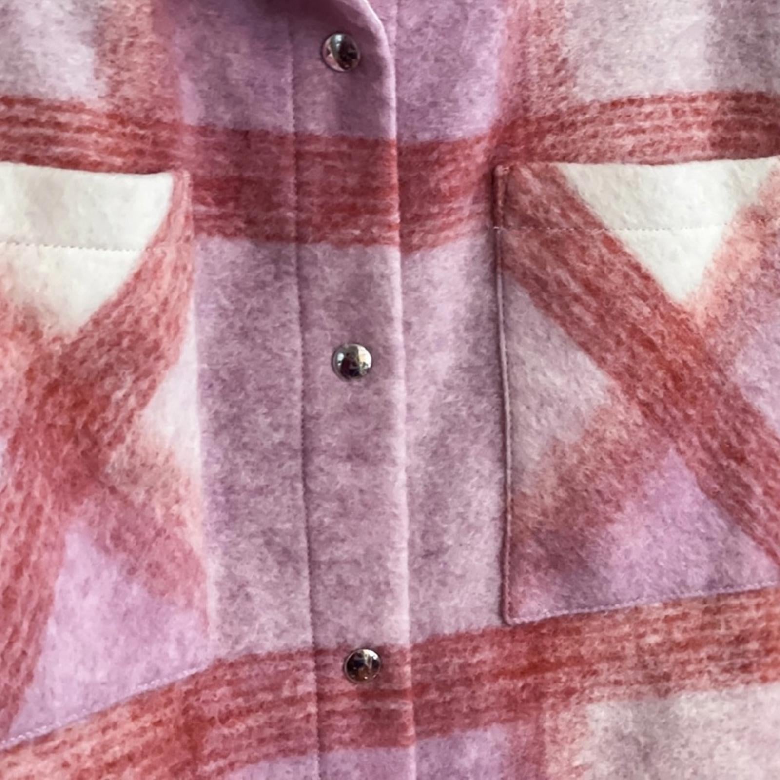 NWT IRO Lemina Check Plaid Oversized Shacket Jacket, Mixed Pink Size 34/XS $435