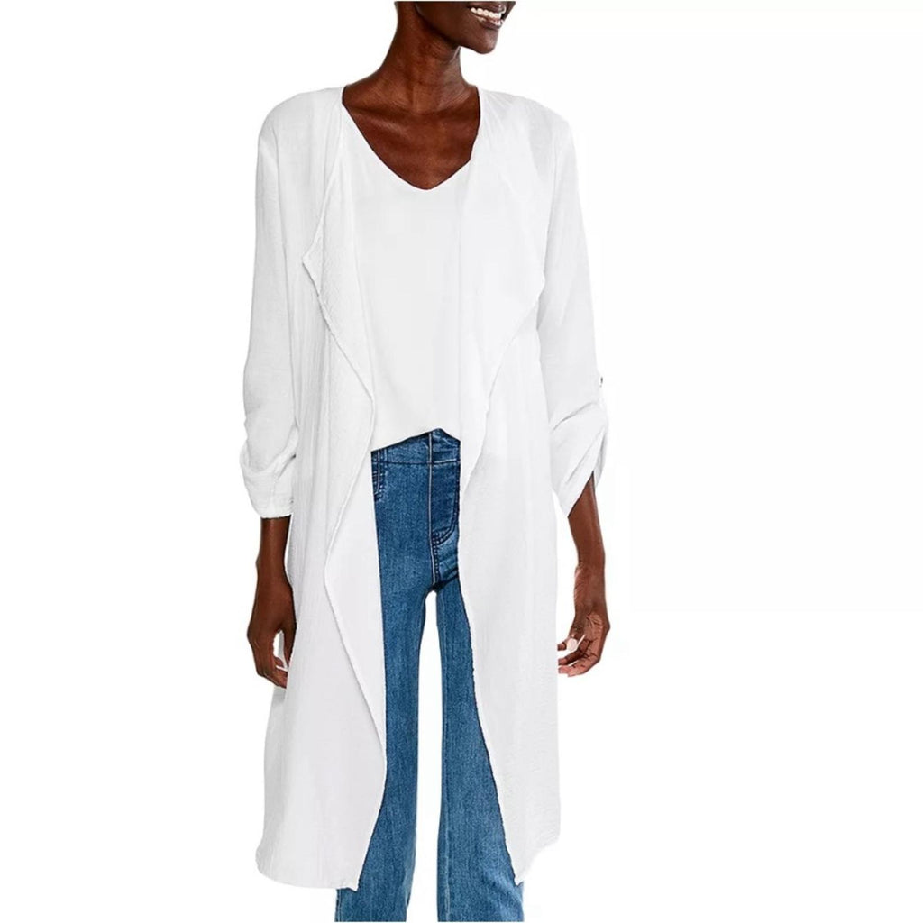 Nic+Zoe Double Gauze Open Front Sweater in White, Size S New w/Tag Retail $158