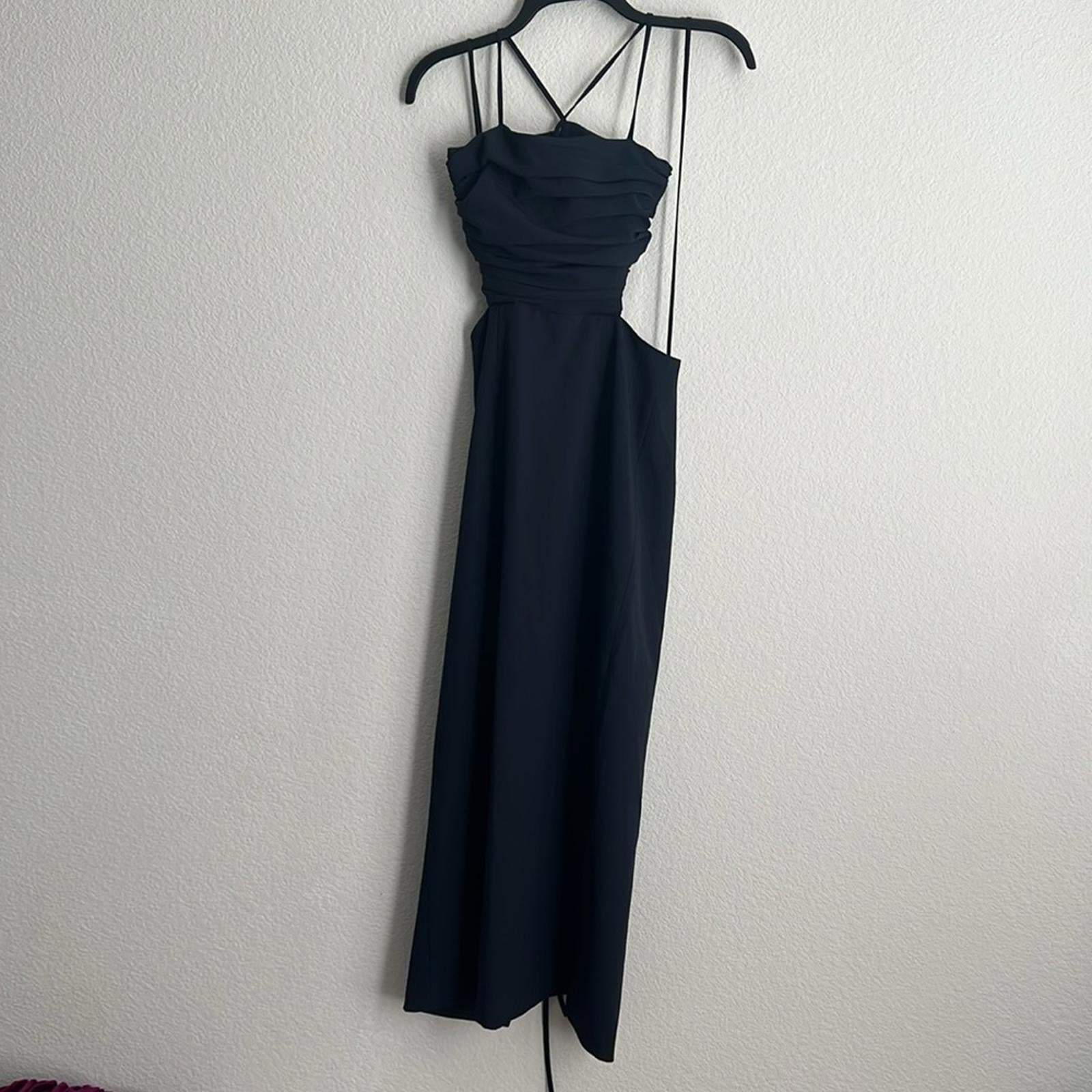 Cinq à Sept Judy Ruched Midi Dress in Navy, Size 0 NEW w/Tag $425
