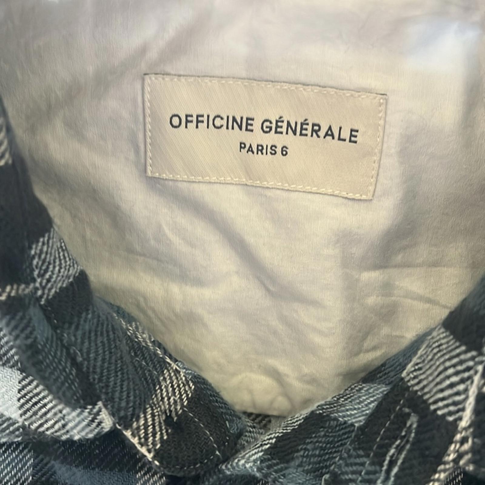 Officine Générale Ahmad Twill Check Button Down Shirt, Size L New w/Tag $395