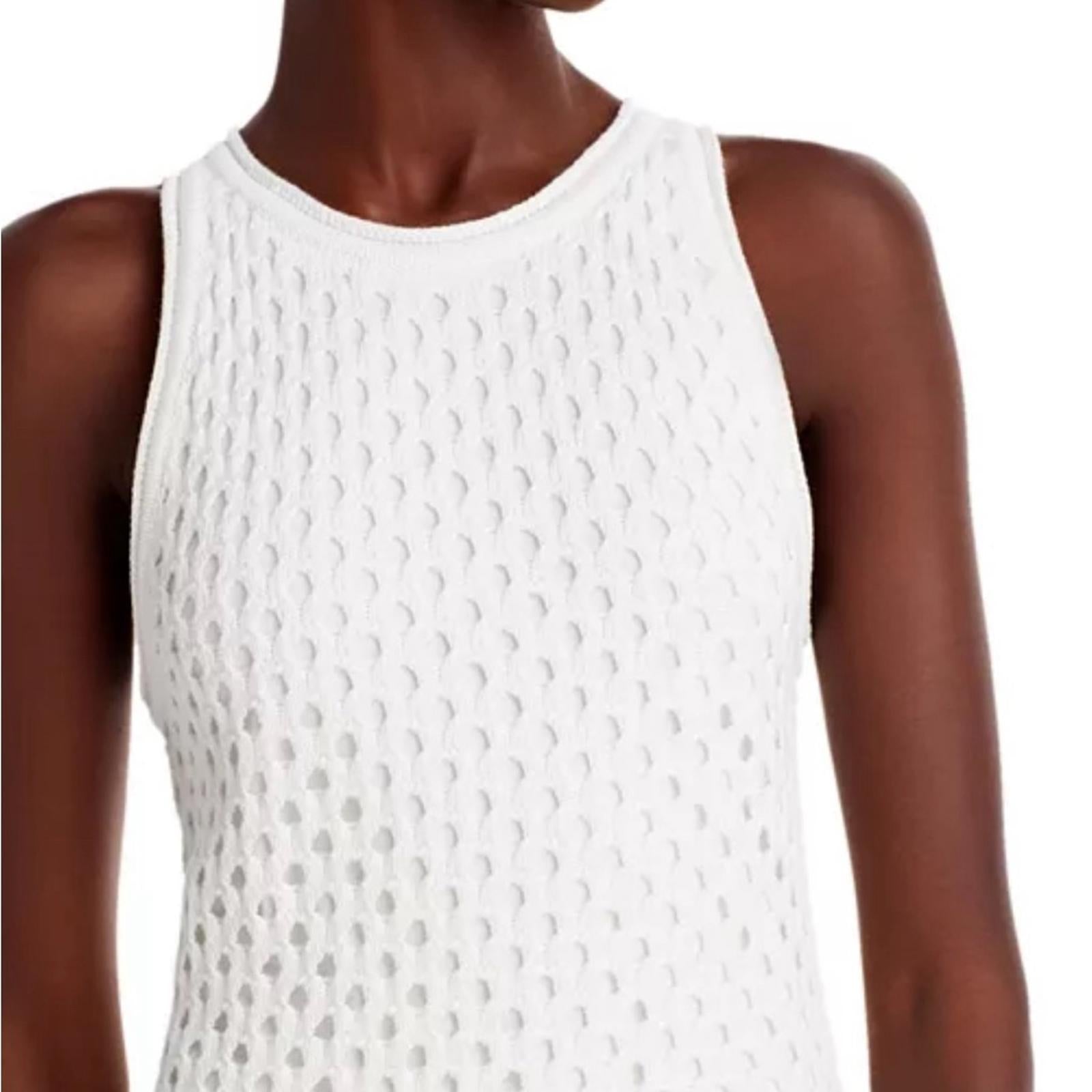 Bloomingdale’s Aqua Crochet Tank Dress in White, Size L New w/Tag
