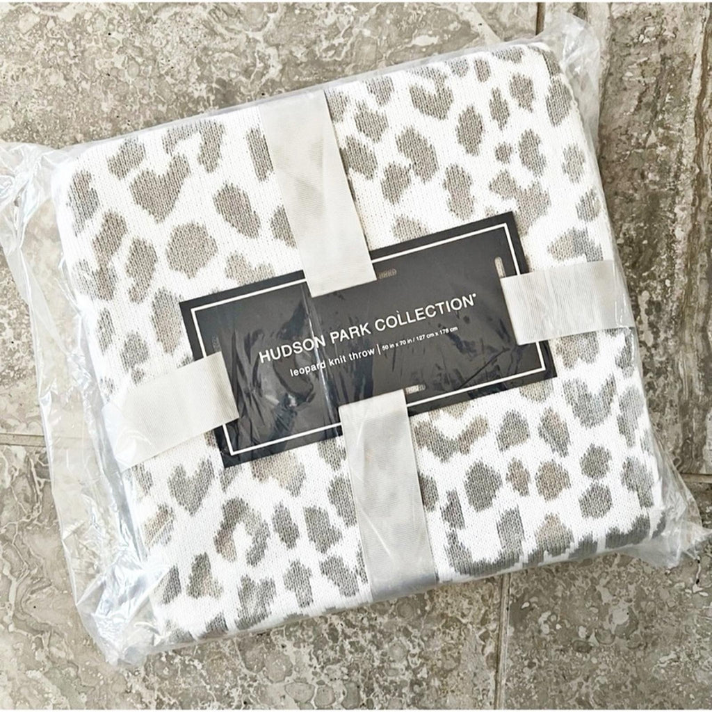 Hudson Park Leo Print Knit Throw, Size 50”x70” New w/Tag Retail $140