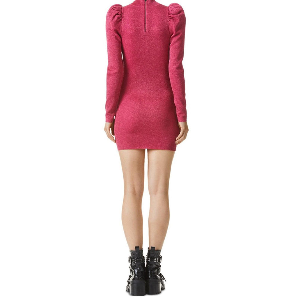 Alice+Olivia Issa Turtleneck Puff Sleeve Dress, Pink Metallic Size L NWT $395