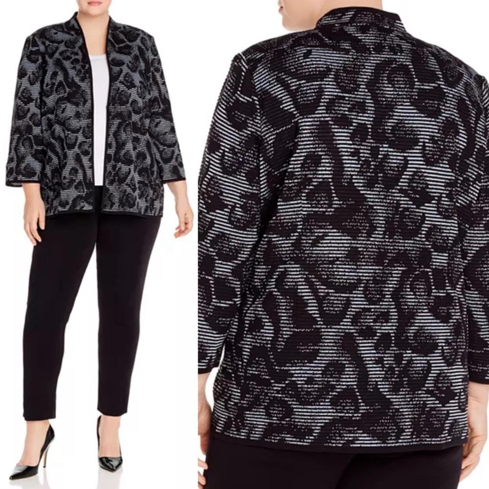 Misook Plus Animal-Print Knit Jacket, NWT, Size 1X