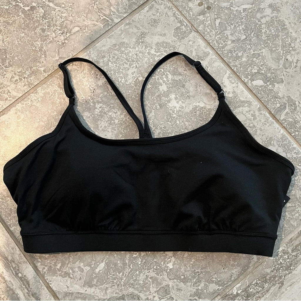 ID Black Solid Low-Impact Bra, New with Tag