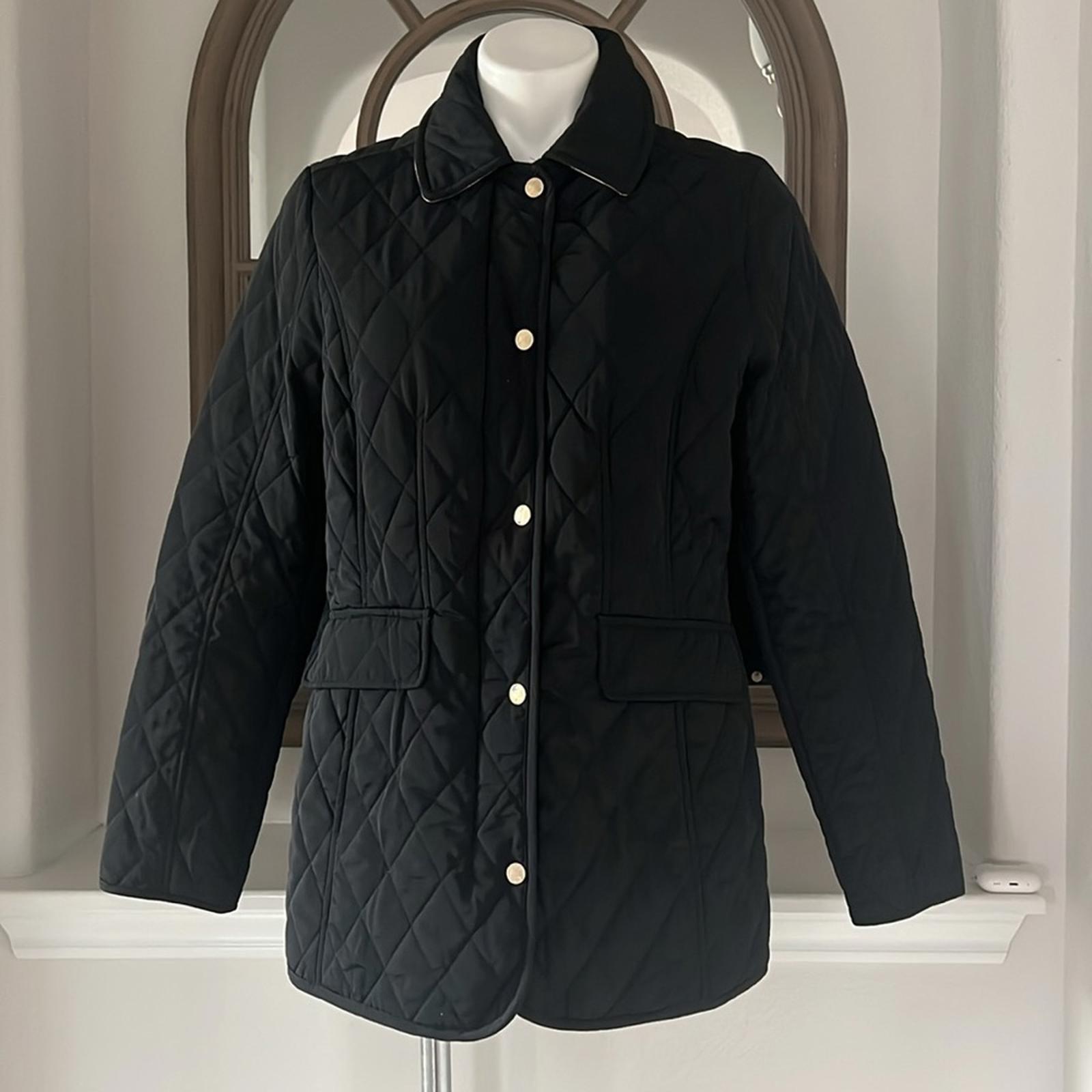 Jones New York 5-Button Quilted Jacket in Black, Size M EXCELLENT!