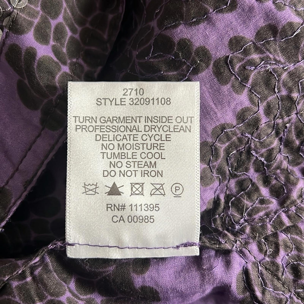 Tory Burch Black Flowers Blouse, Tunic in Purple Grey Size 8