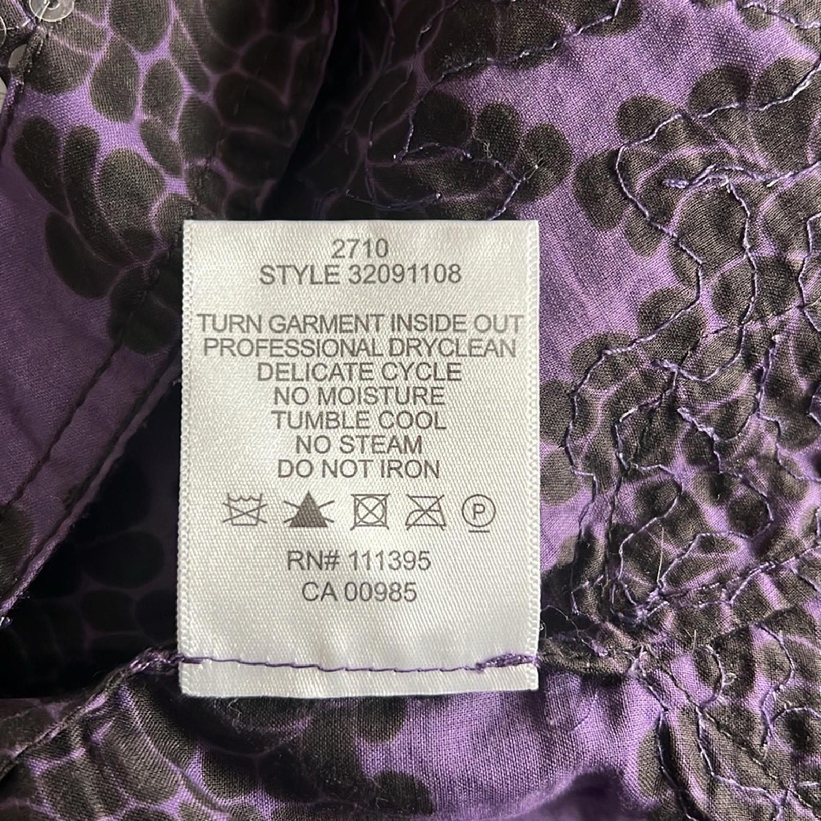 Tory Burch Black Flowers Blouse, Tunic in Purple Grey Size 8