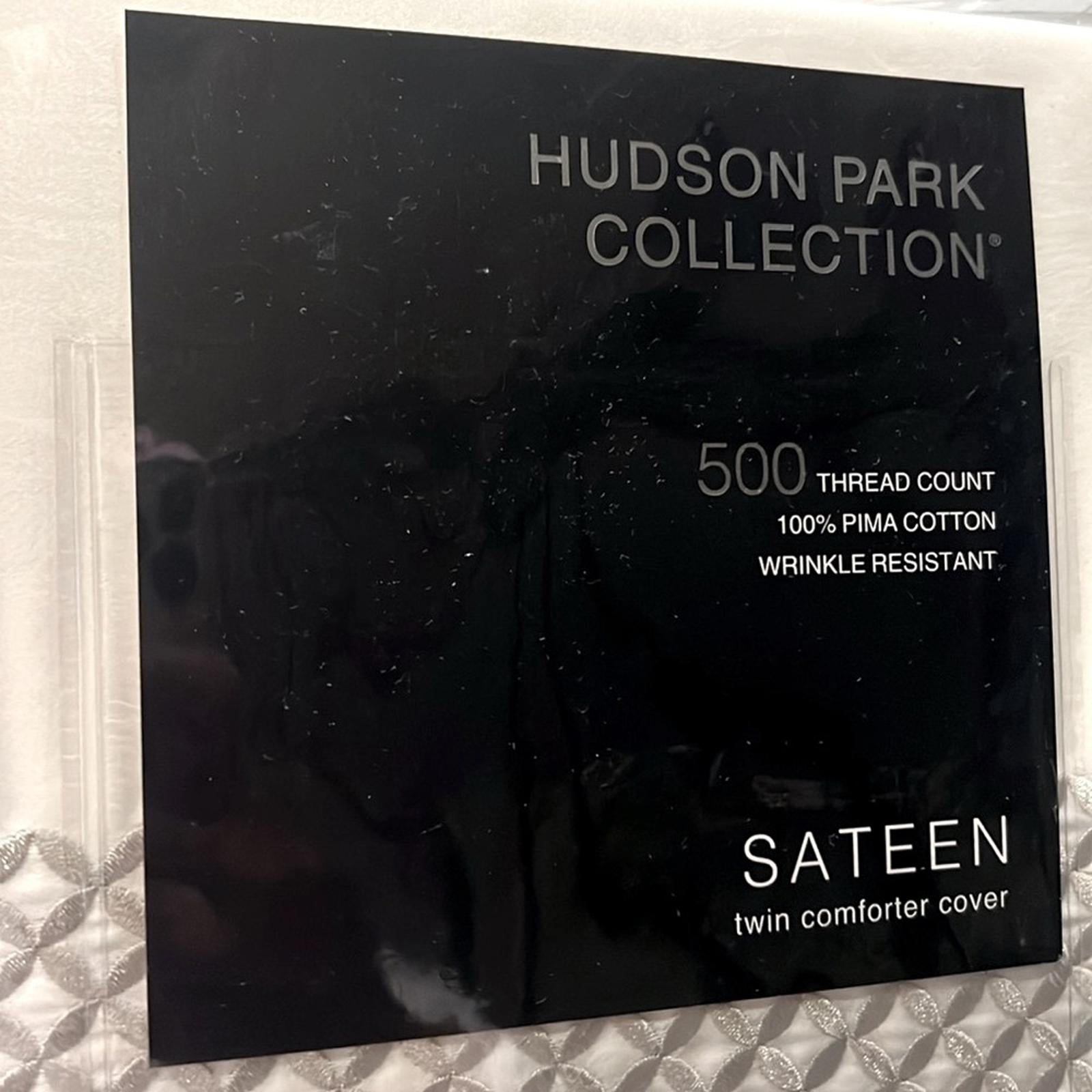 Hudson Park Collection 500TC Embroidered Geo Duvet Cover Twin Pima Cotton $340
