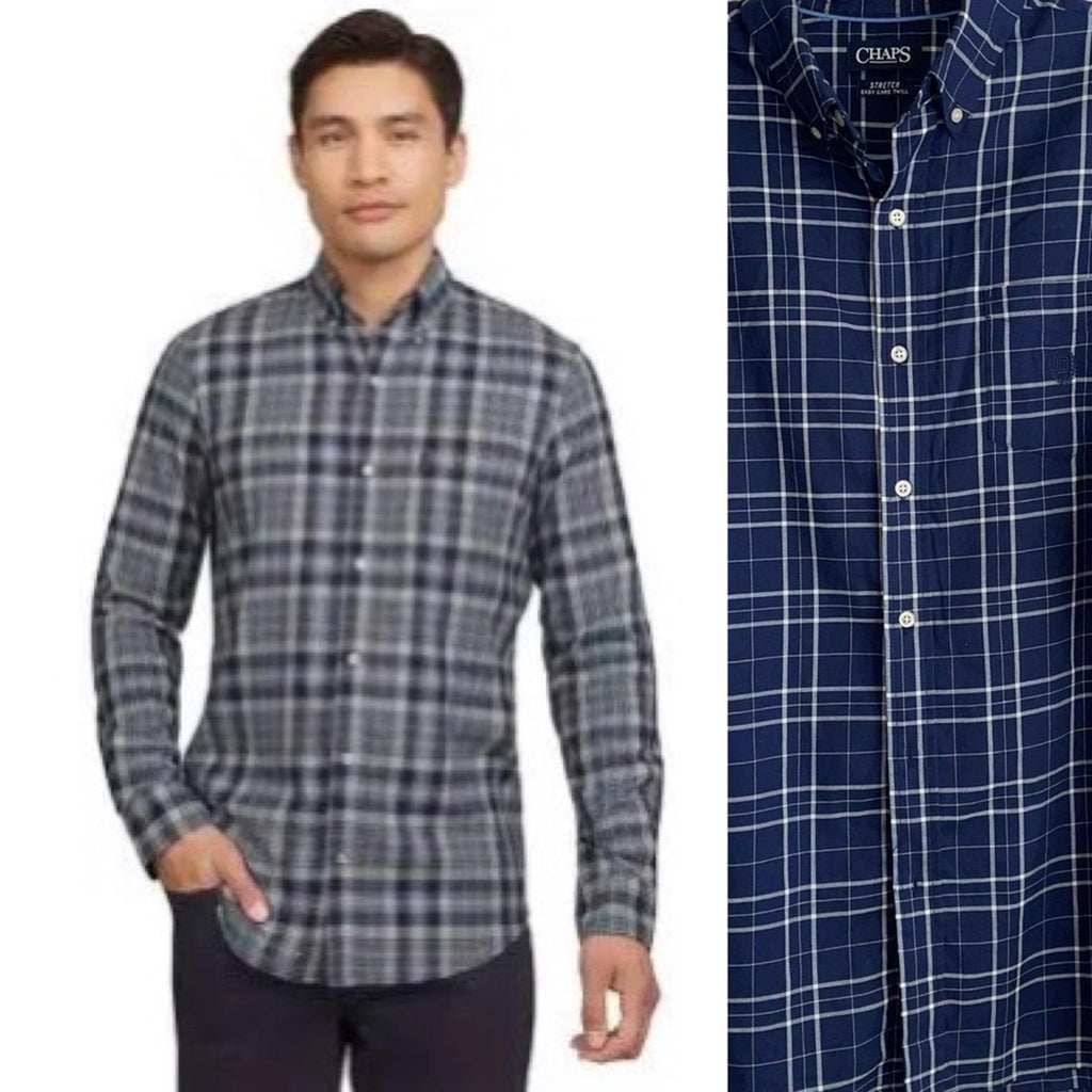 CHAPS Stretch Easy Care Twill Button Down Shirt, Size L EXCELLENT!