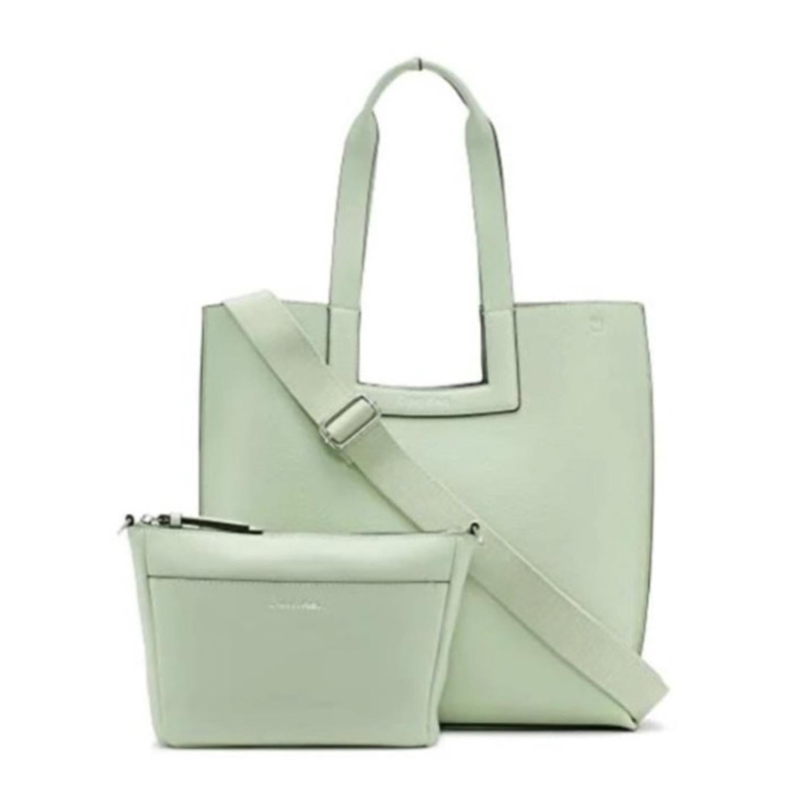 NEW Calvin Klein Bette XL Tote Crossbody Set Green, Vegan Shoulder Bag Duo $178
