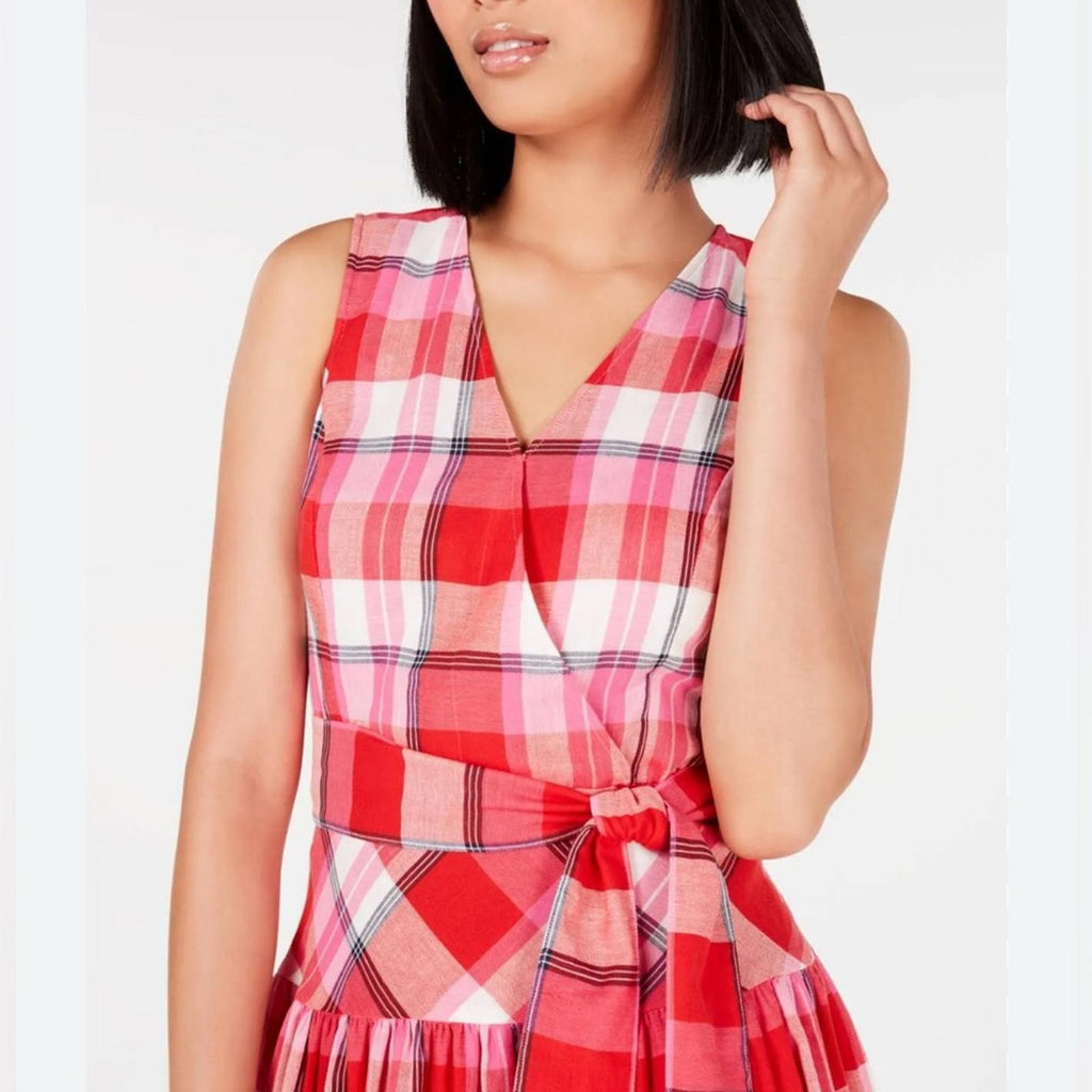 Tommy Hilfiger Majorca Casual Sleeveless Plaid Dress w/Tie, NWT, Size 16
