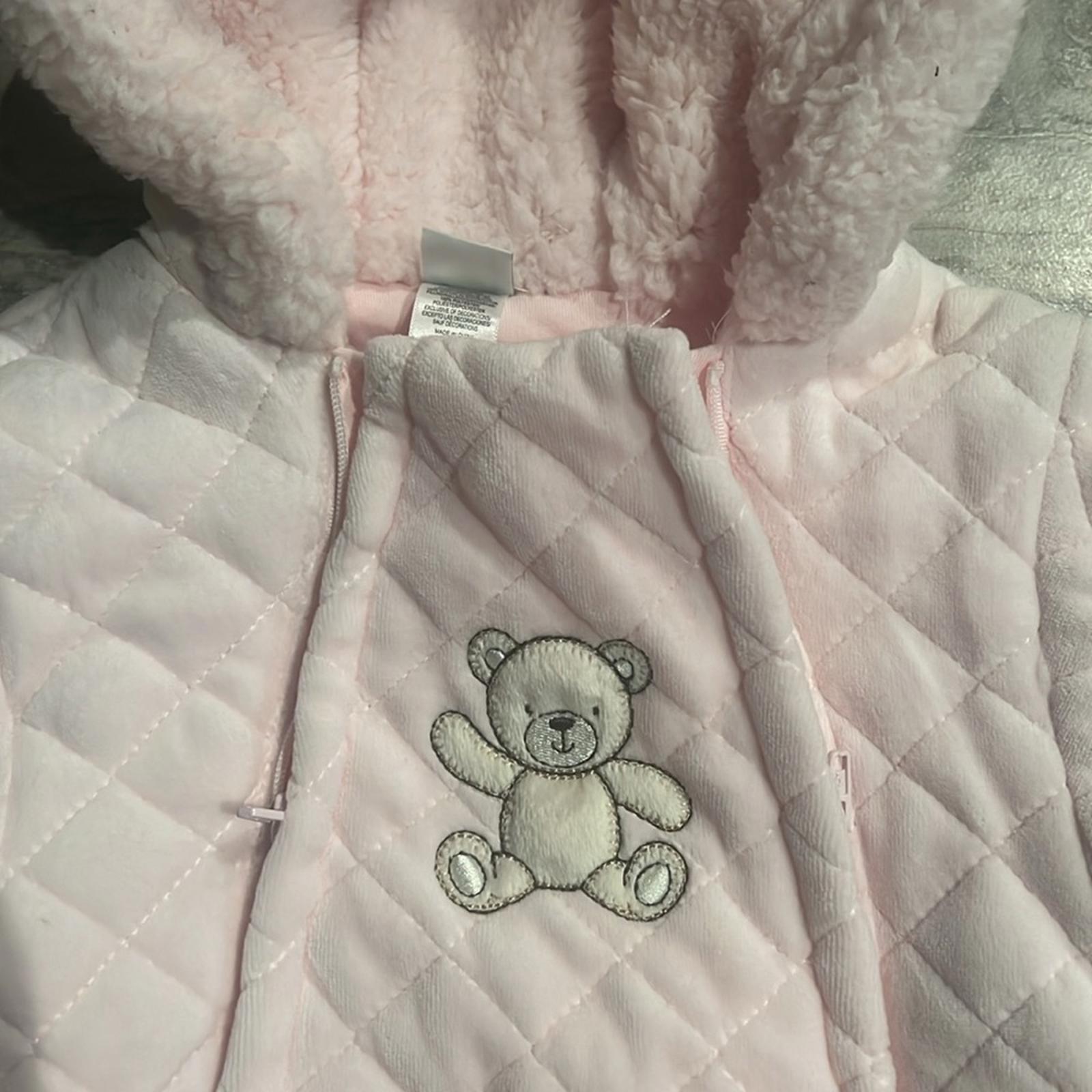 Little Me Bear Quilted Velour Pram/Snowsuit in Pink, 6-9 Months New with Tag