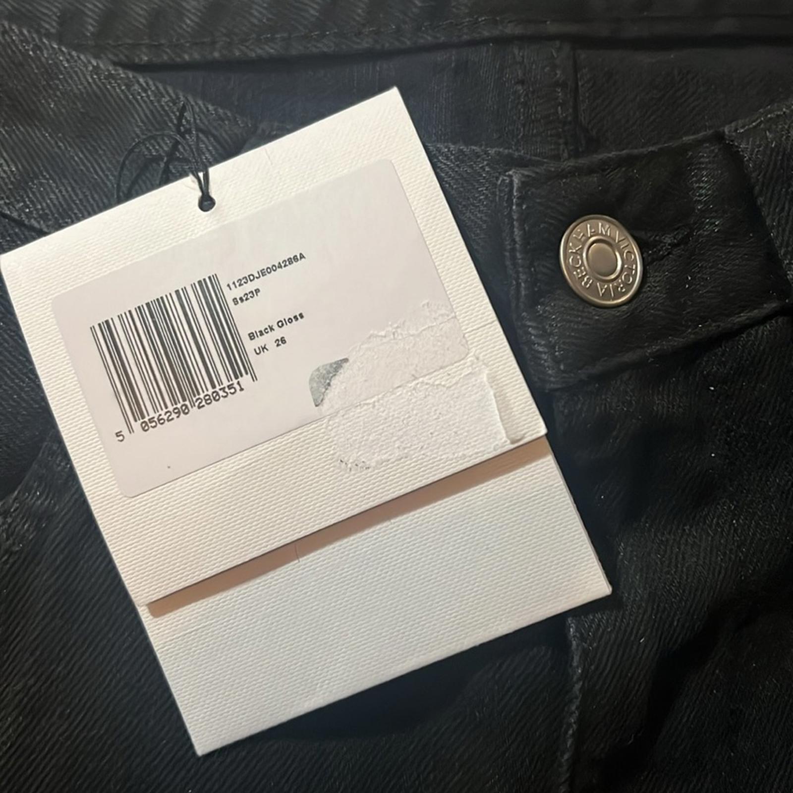 Victoria Beckham Edie Coated High-Rise Flared Jeans in Black, NWT, UK Size 26