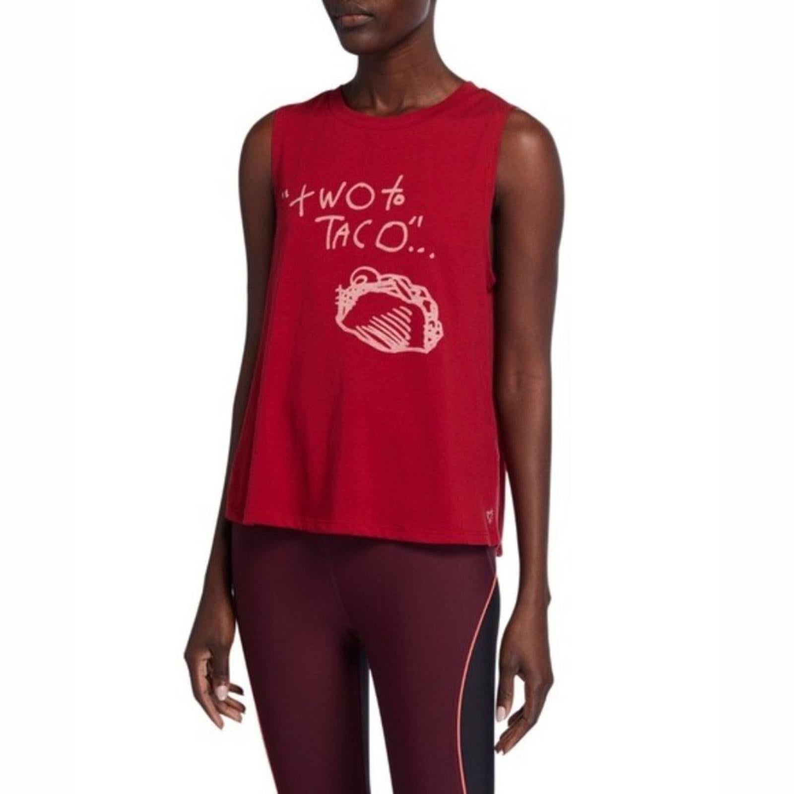 Betsey Johnson Two to Taco Muscle Tee Tank Top in Medium Red, Size M, NWT