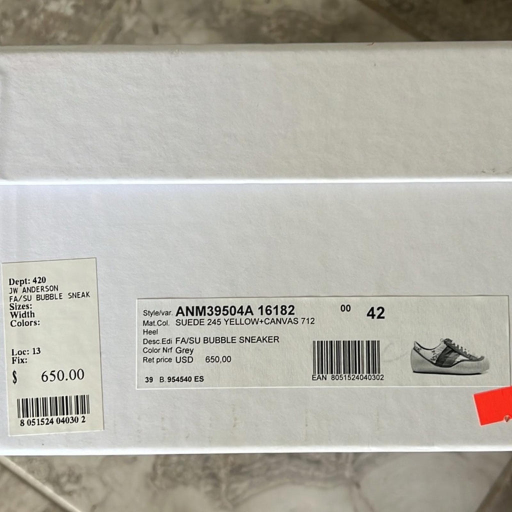 JW Anderson Color-Blocked Canvas LaceUp Bubble Sneakers, Size 42 New in Box