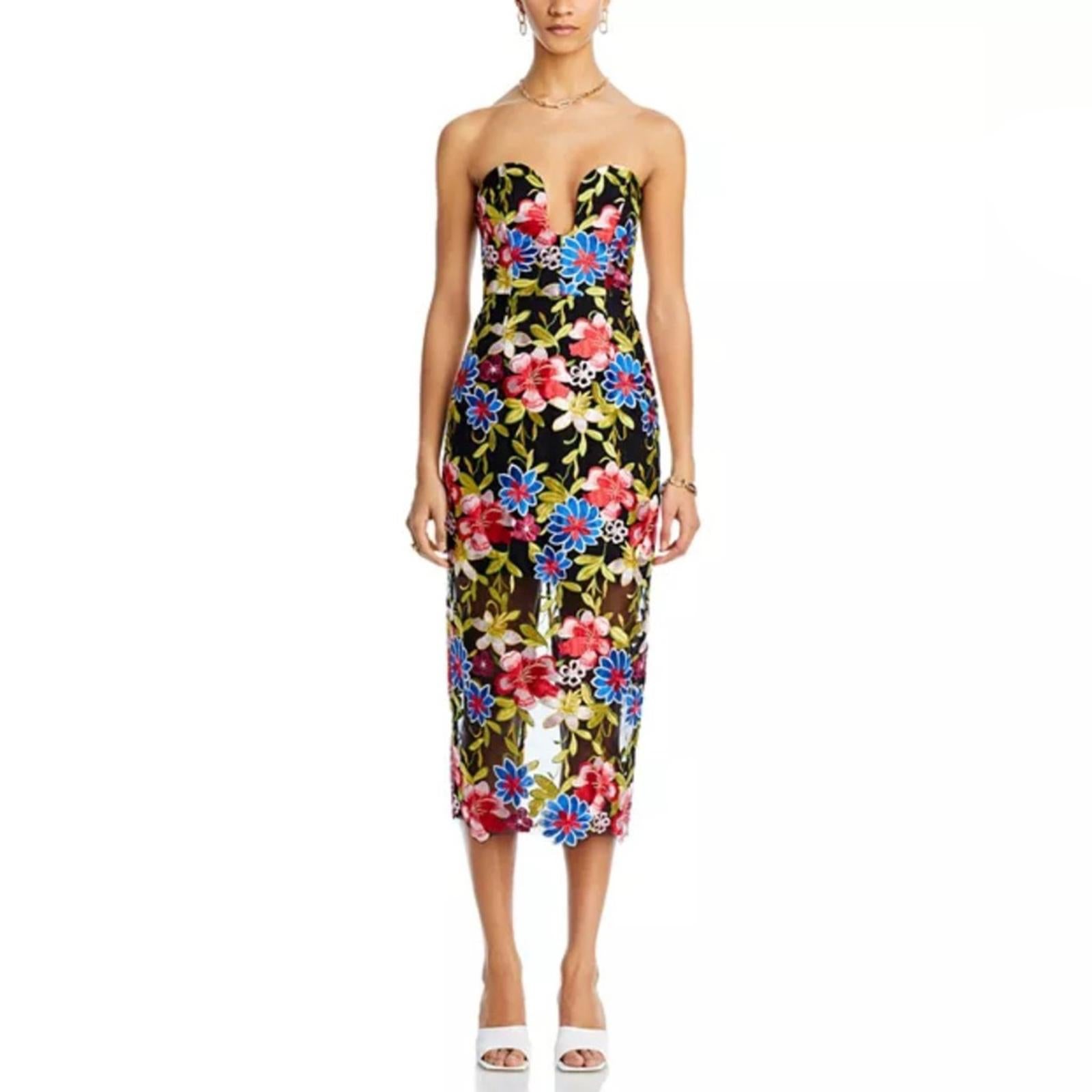 Milly Strapless Artem Spanish Garden Embroidery Midi Dress, Size 6, NEW