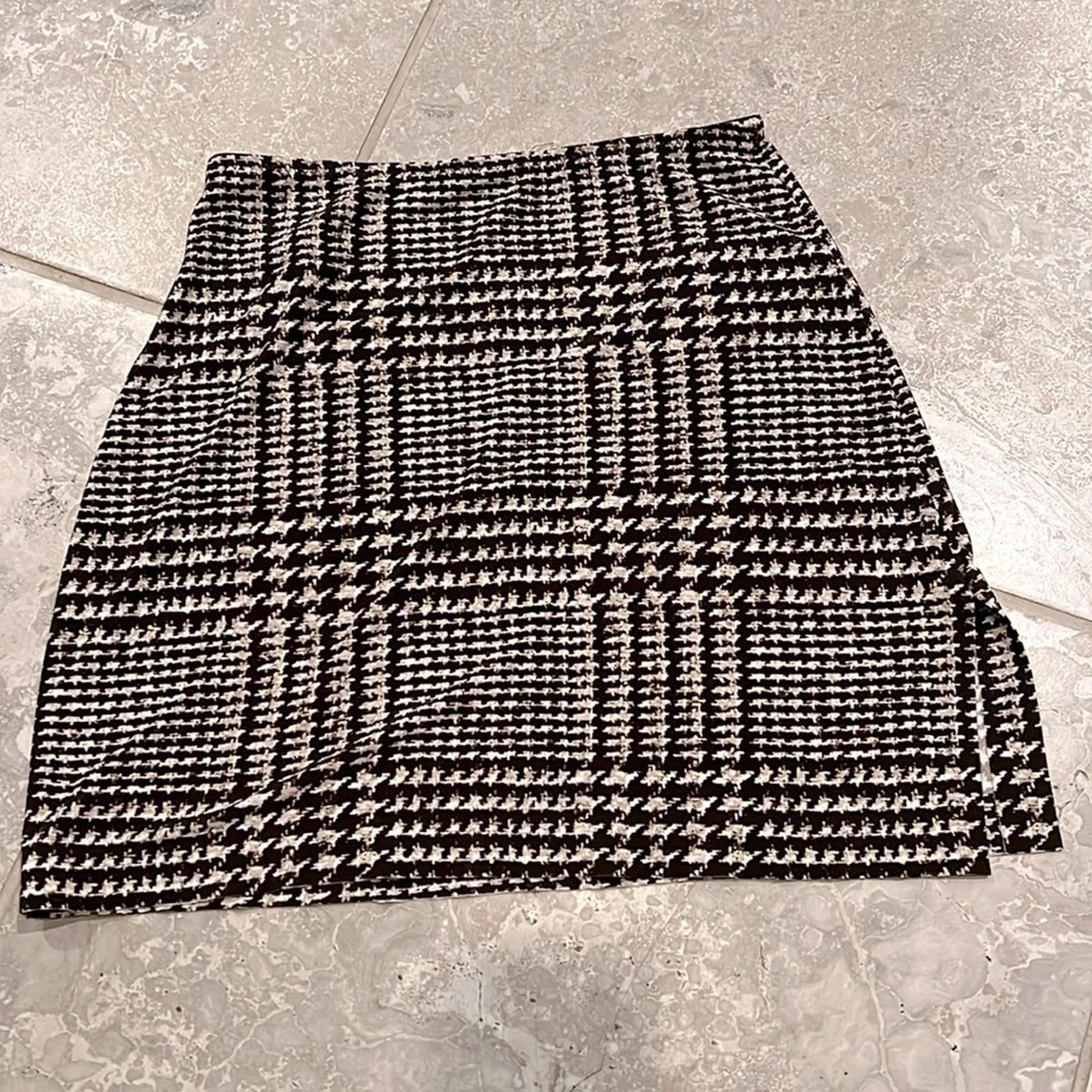 Norma Kamali Glenn Plaid Side Slit Mini Skirt in Chocolate, Size XS/29 NWT $135